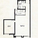F户型标准层平面图 1室2厅1卫63.07㎡