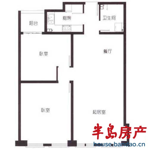 J户型标准层平面图 2室2厅1卫112.68㎡