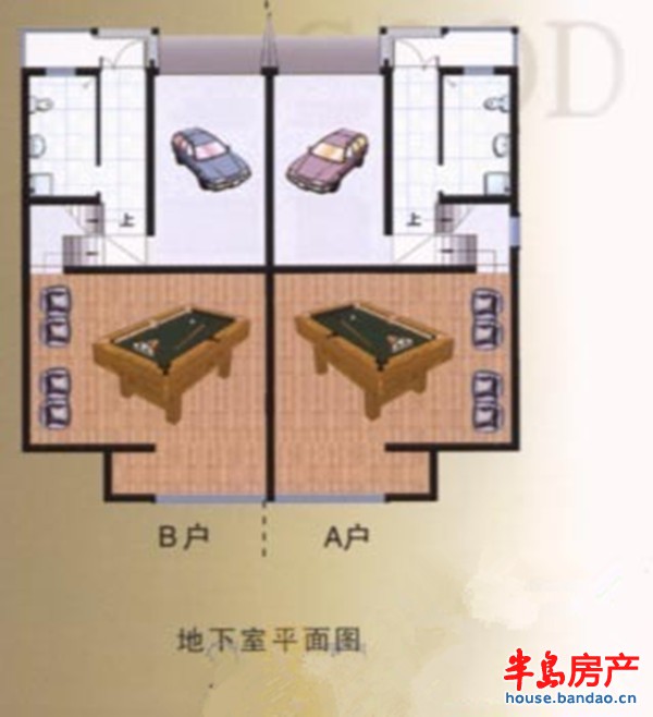 碧桂湾地下室平面图1室1厅1卫 50.00㎡