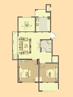 中房馨街里乐居户型2室2厅1卫1厨 89.00㎡